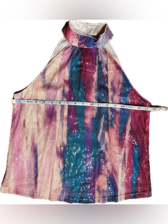 NWT Cable & Gauge SZ S Purple Blue Pink Abstract Halter Sequined Skirt Set - Picture 3 of 8